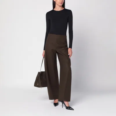 Alaïa Wide Olive Green Trousers In Green