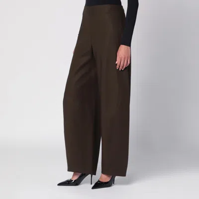 Alaïa Wide Olive Green Trousers In Green
