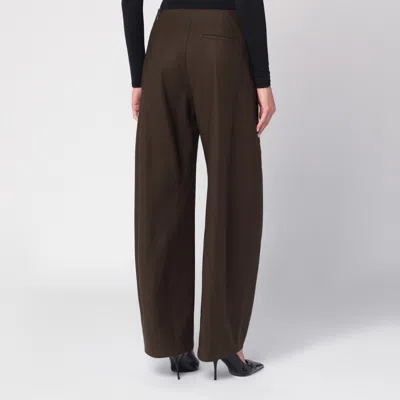 Alaïa Wide Olive Green Trousers In Green