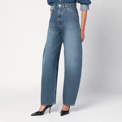 Alaïa Rounded Blue Jeans With Faded Effect In Blue
