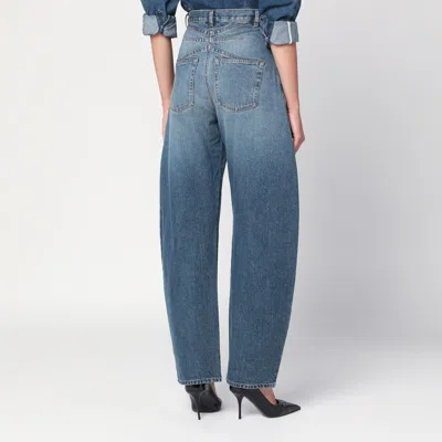 Alaïa Rounded Blue Jeans With Faded Effect In Blue