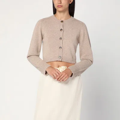 Loulou Studio Beige Cropped Cardigan In Cashmere In Sand