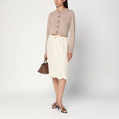 Loulou Studio Beige Cropped Cardigan In Cashmere In Sand