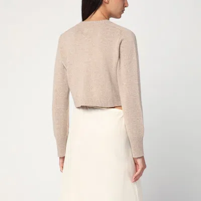 Loulou Studio Beige Cropped Cardigan In Cashmere In Sand
