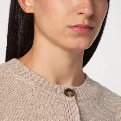 Loulou Studio Beige Cropped Cardigan In Cashmere In Sand