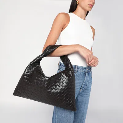 Bottega Veneta Small Hop Intrecciato Leather Shoulder Bag In Black