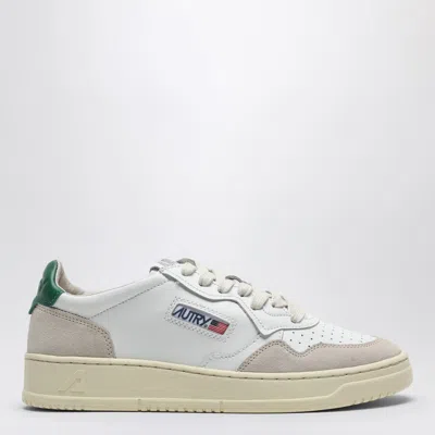Autry Medalist Sneakers In White/green Leather And Suede In White
