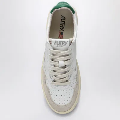 Autry Medalist Sneakers In White/green Leather And Suede In White