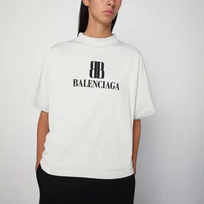 Balenciaga Cotton Tshirt With Logo Print In White