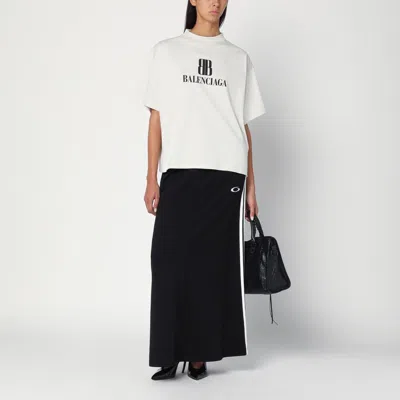Balenciaga Cotton Tshirt With Logo Print In White