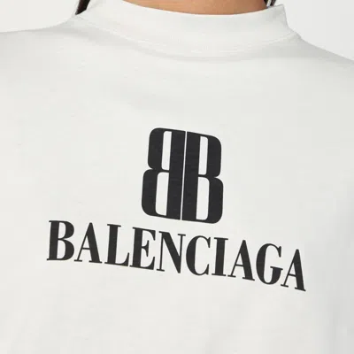 Balenciaga Cotton Tshirt With Logo Print In White