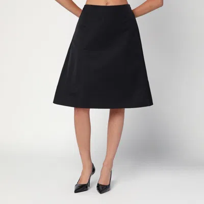 Alexander Mcqueen Flared Black Skirt In Silk Blend In Black