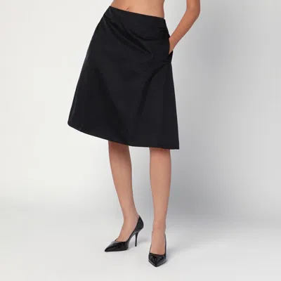 Alexander Mcqueen Flared Black Skirt In Silk Blend In Black