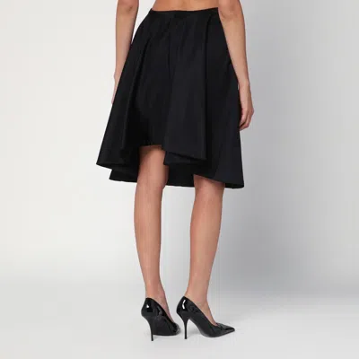 Alexander Mcqueen Flared Black Skirt In Silk Blend In Black