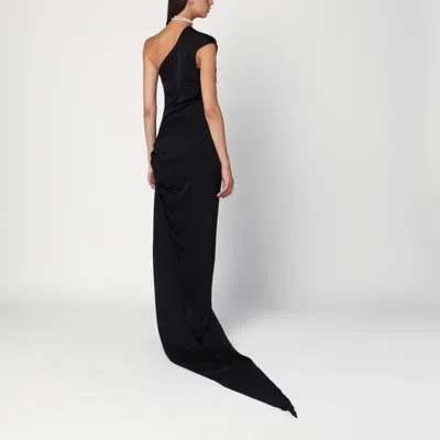 Vivienne Westwood Long One Shoulder Draped Satin Dress In Black