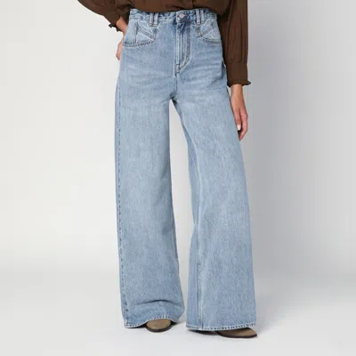 Isabel Marant High-waisted Wide Leg Jeans In Fluid Cotton Denim In Blue