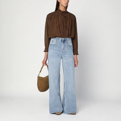 Isabel Marant High-waisted Wide Leg Jeans In Fluid Cotton Denim In Blue