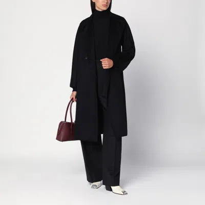 Weekend Max Mara Resina Double Breasted Wool Coat In Black