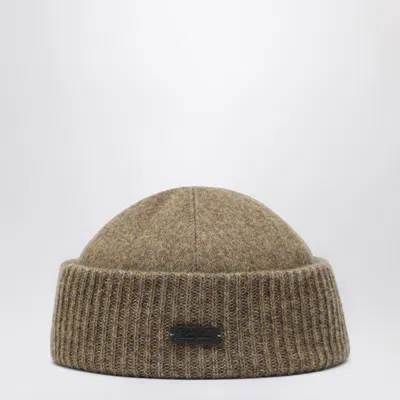 Loro Piana Logo-plaque Ribbed Beanie In Brown