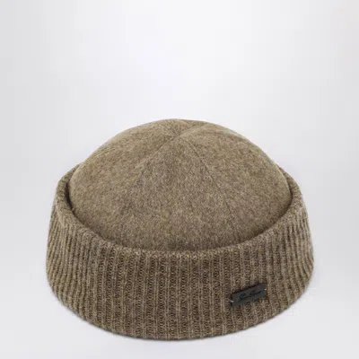 Loro Piana Logo-plaque Ribbed Beanie In Brown