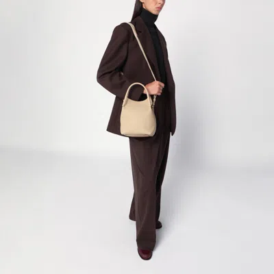 Loro Piana Small Bale Bag In Hammered Light Mastic Leather In Sand