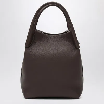 Loro Piana Small Bale Bag In Hammered Dark Chocolate Leather In Brown