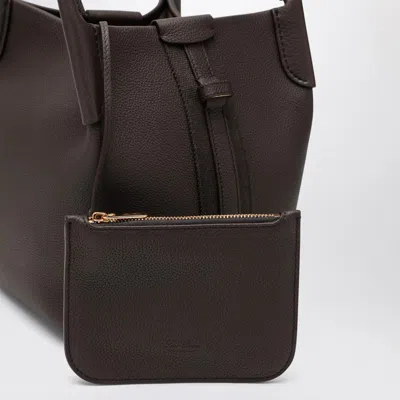 Loro Piana Small Bale Bag In Hammered Dark Chocolate Leather In Brown
