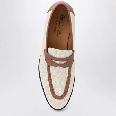 Loro Piana Sergio Loafers In Natural-coloured Canvas And Leather In Sand