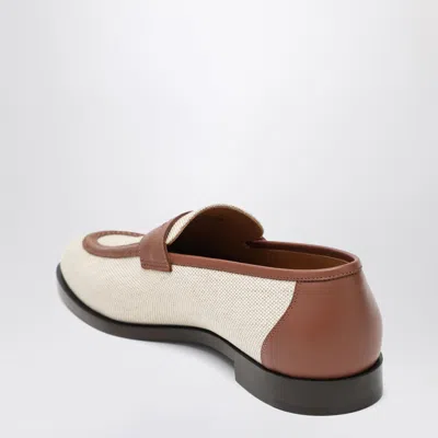 Loro Piana Sergio Loafers In Natural-coloured Canvas And Leather In Sand
