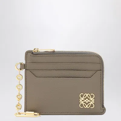 Loewe Anagram Card Holder In Taupe With Chain In Brown
