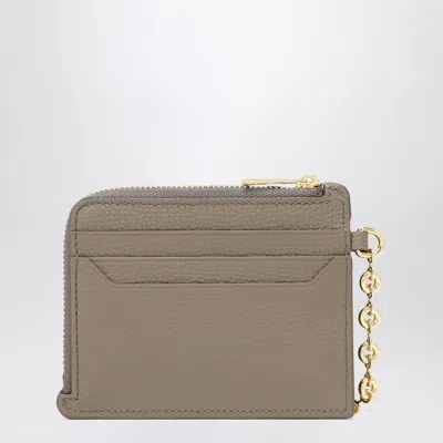 Loewe Anagram Card Holder In Taupe With Chain In Brown
