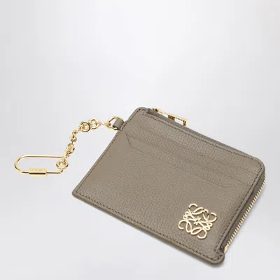 Loewe Anagram Card Holder In Taupe With Chain In Brown