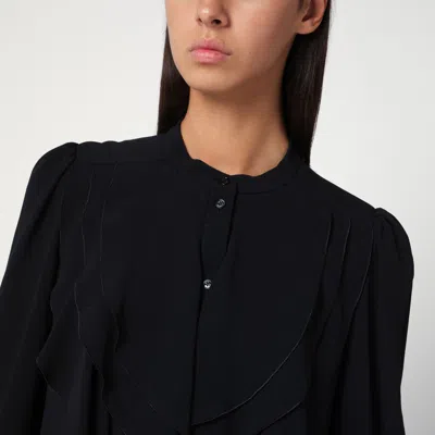 Chloé Silk Blend Ruffled Dress Long Sleeves In Black
