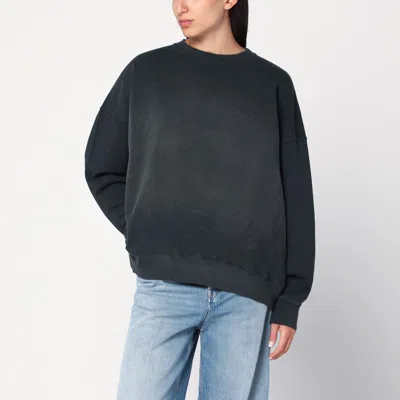 Golden Goose Longline Crewneck Cotton Sweatshirt With Star Accents In Gray