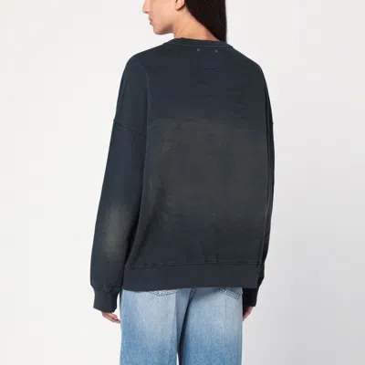 Golden Goose Longline Crewneck Cotton Sweatshirt With Star Accents In Gray