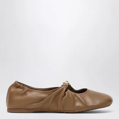 Loewe Pebble Soft Ballerinas In Brown In Sand