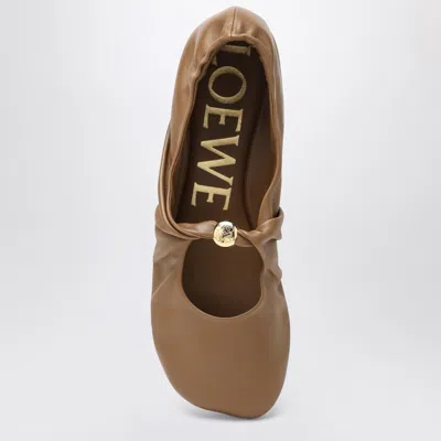 Loewe Pebble Soft Ballerinas In Brown In Sand