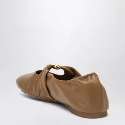 Loewe Pebble Soft Ballerinas In Brown In Sand