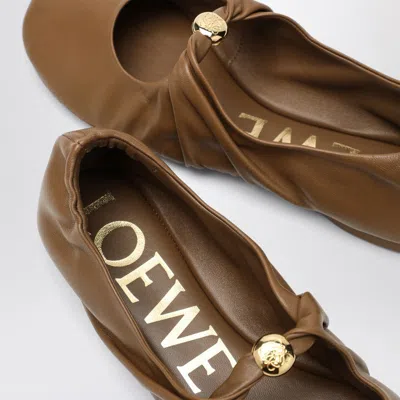 Loewe Pebble Soft Ballerinas In Brown In Sand