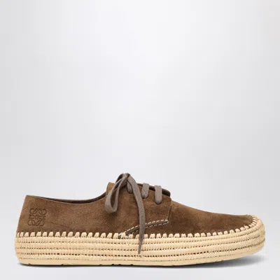Loewe Rio Lace Up Espadrilles In Suede And Raffia In Brown