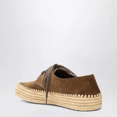 Loewe Rio Lace Up Espadrilles In Suede And Raffia In Brown