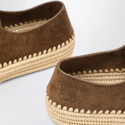 Loewe Rio Lace Up Espadrilles In Suede And Raffia In Brown