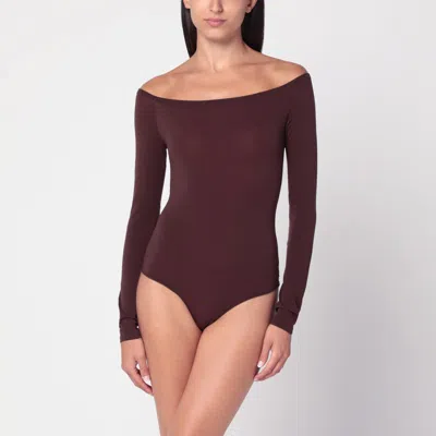 Alaïa Second Skin Brown Bodysuit In Brown