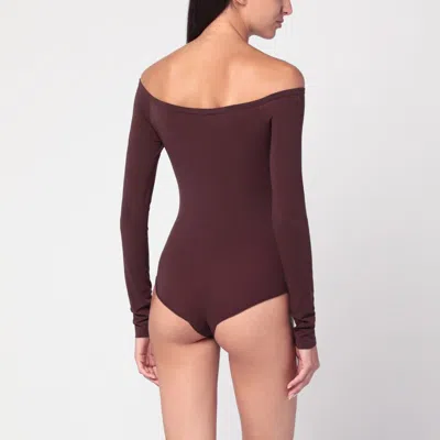 Alaïa Second Skin Brown Bodysuit In Brown