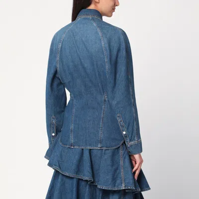 Alaïa Rounded Blue Denim Shirt In Blue