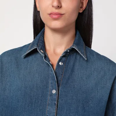 Alaïa Rounded Blue Denim Shirt In Blue