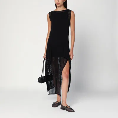 Alaïa Black Knit Dress With Ruches In Black