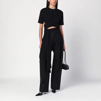 Alaïa Viscose Blend Crepe Top In Black