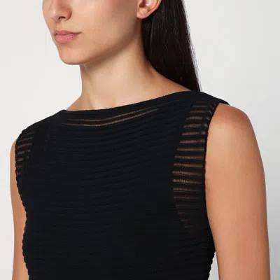Alaïa Black Knit Dress With Ruches In Black