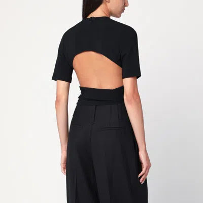 Alaïa Viscose Blend Crepe Top In Black